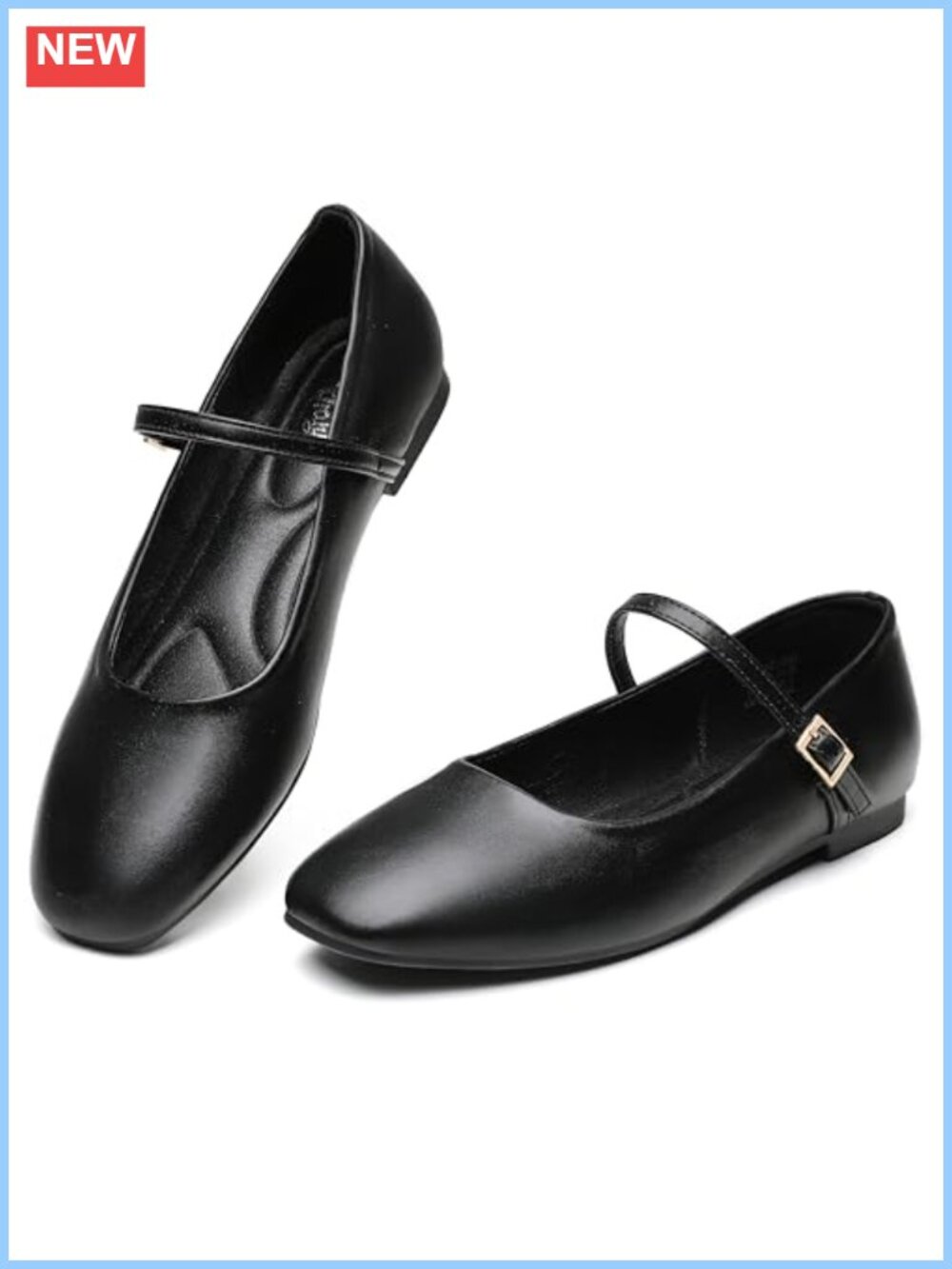 Square Toe Mary Jane Flats Women Adjustable Buckle Strap Comfort
